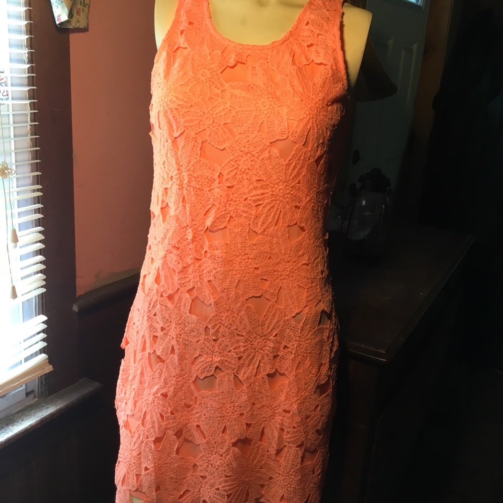 Orange eyelet dress, size large